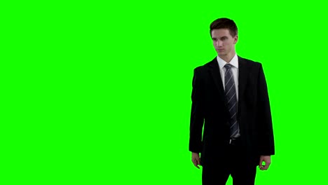businessman using futuristic digital screen
