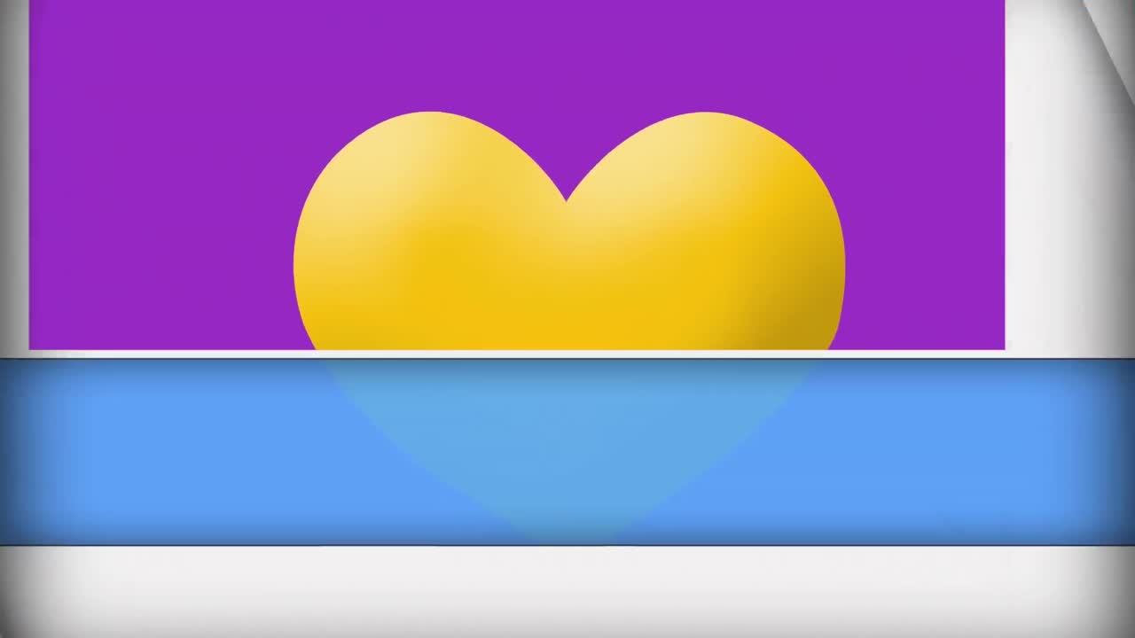 animación del icono emoji del corazón sobre los paneles en movimiento