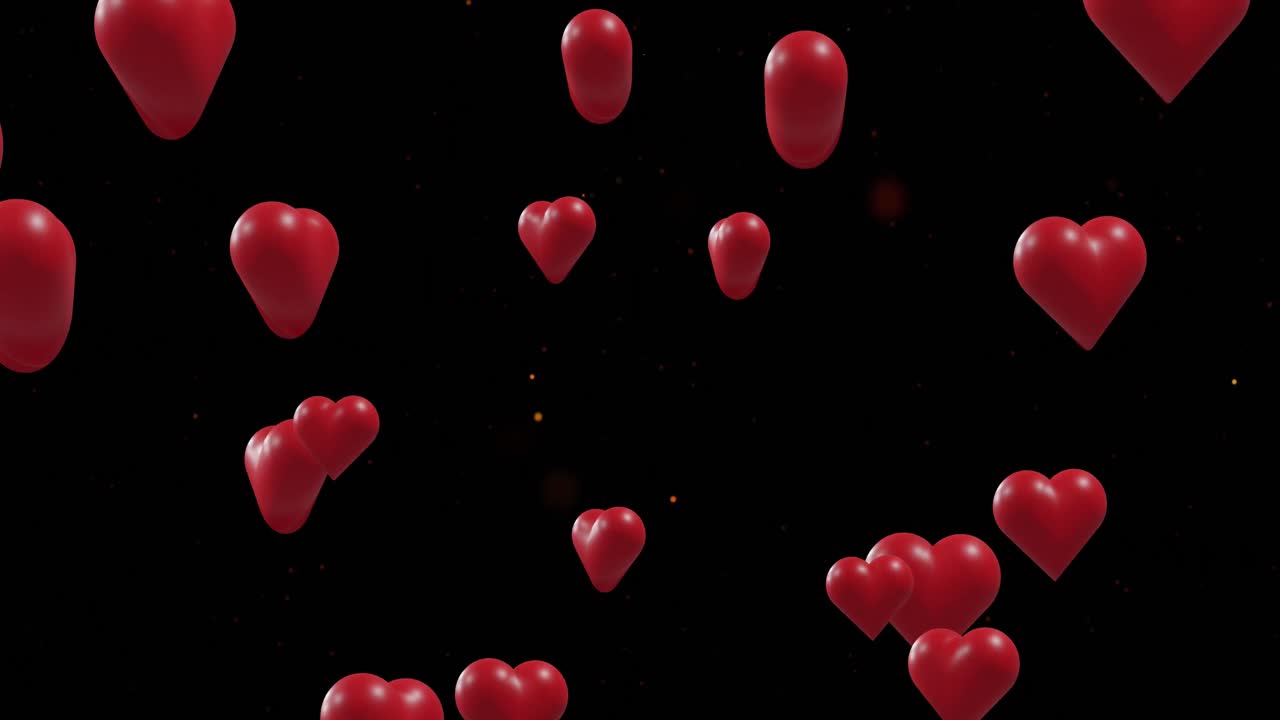 검은 바탕에 있는 밝은 반점 위에  ⁇ 은 심장의 애니메이션