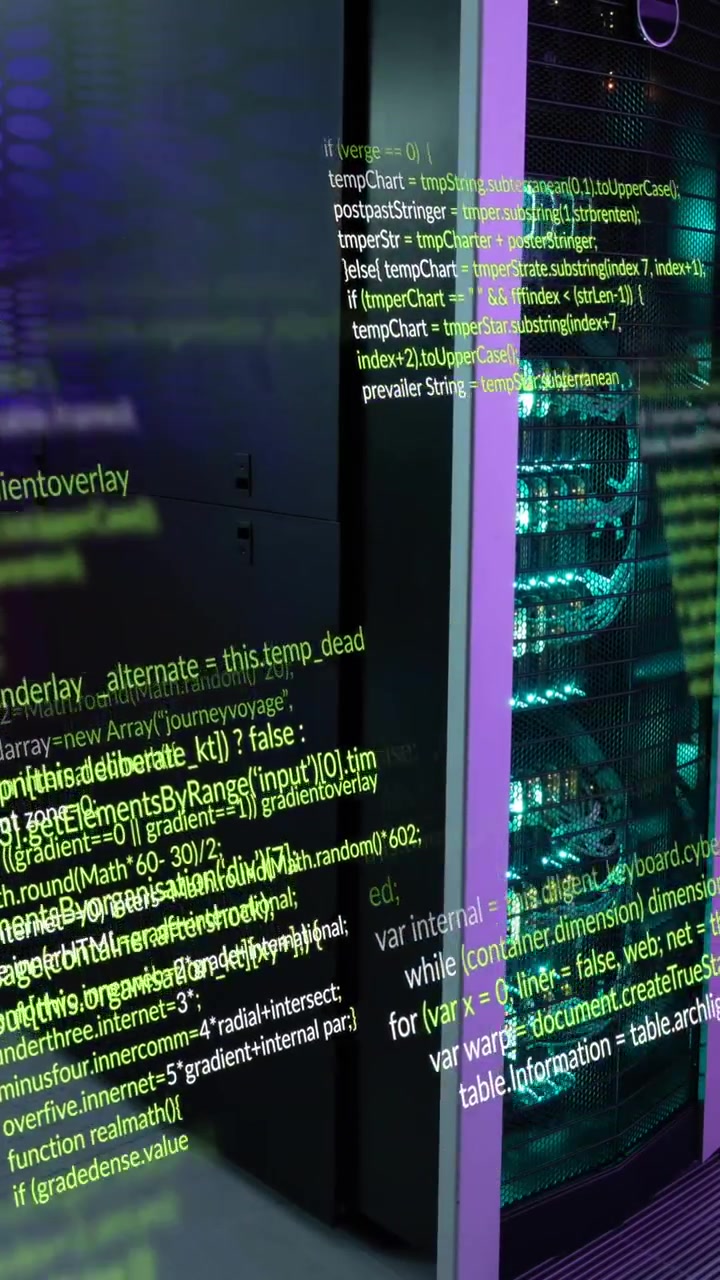 Animation of data processing against computer server room