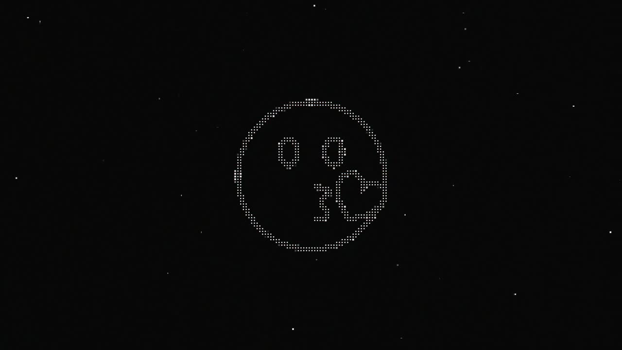 Line smile hud holographic symbol on digital old tv screen seamless loop glitch animation. Hearts. Dynamic retro and joyful. Colorful and vintage video footage.