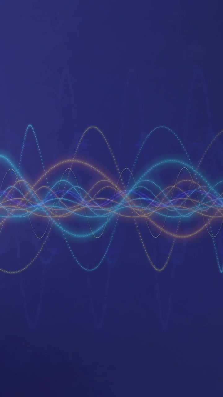 Animation of colourful shapes moving on blue background