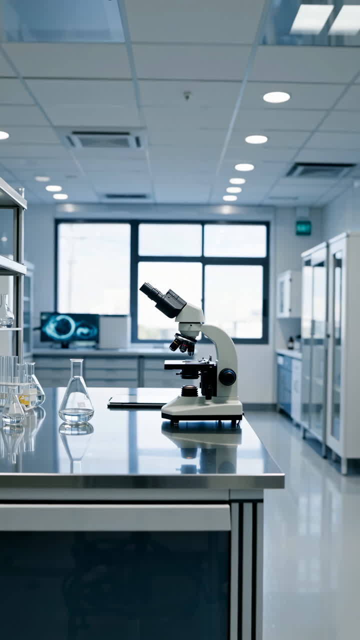Modern Laboratory with Microscope and Glassware