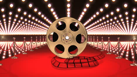cinta de película en la alfombra roja con luces video