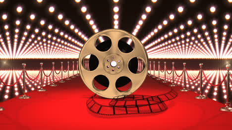 movie tape on red carpet with lights video