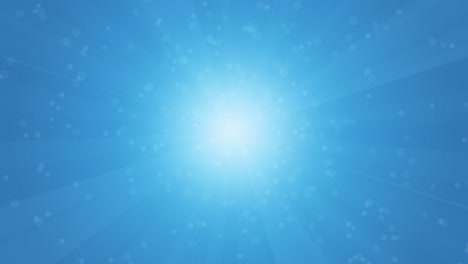 rotating sunrays with floating particles - 4k abstract blue background