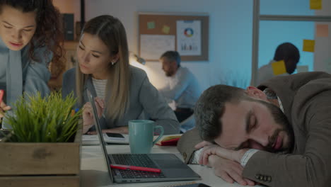 tired employee during office meeting