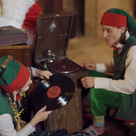 elves with vinyl records