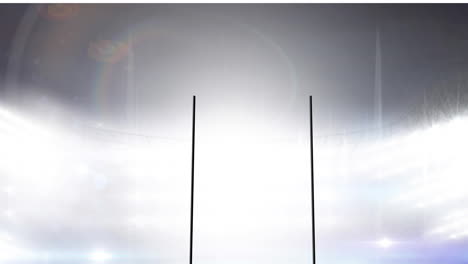 animación de los postes de fútbol americano en el estadio deportivo iluminado