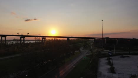 hale boggs memorial bridge at sunset in destrehan, louisiana