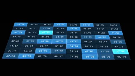 animation of financial data processing over black background