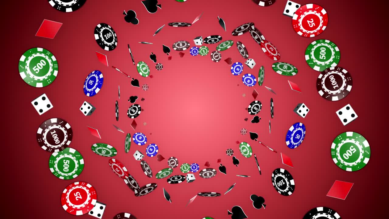 animación de chips de póquer, fondo, renderización y bucle