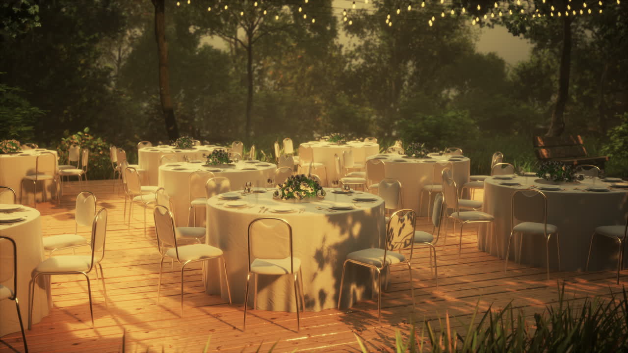 빈 테이블과 의자 가 있는 거리 카페