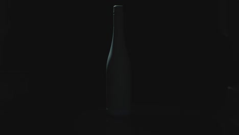 light patterns projected on a dark wine bottle