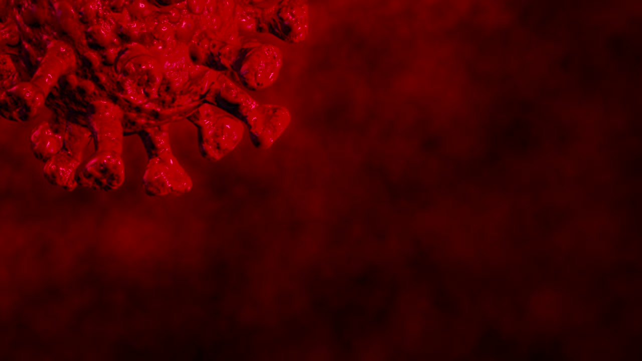 coronavirus abstracto que se mueve en la célula del virus - gráficos en movimiento (bucle)