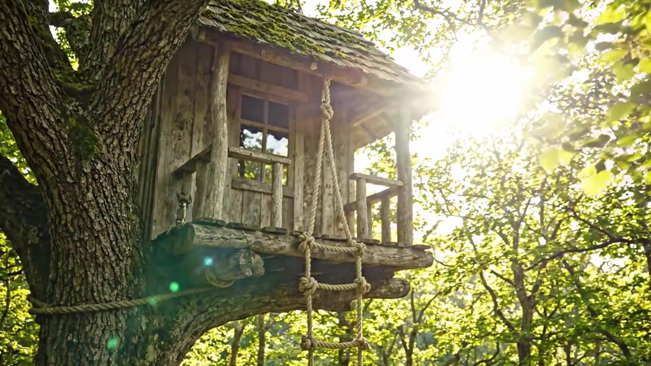 A Charming Treehouse Nestled Amongst Lush Greenery: Discover the Serenity and Beauty of Nature with this Rustic Retreat That Invites Adventure and Relaxation in the Great Outdoors
