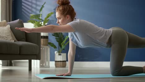 Video-of-woman-exercising-yoga-at-home