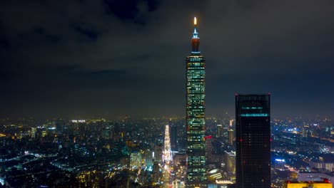 night illuminated taipei cityscape famous tower aerial panorama 4k timelapse taiwan