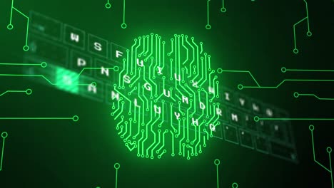 animation of data processing over biometric human brain