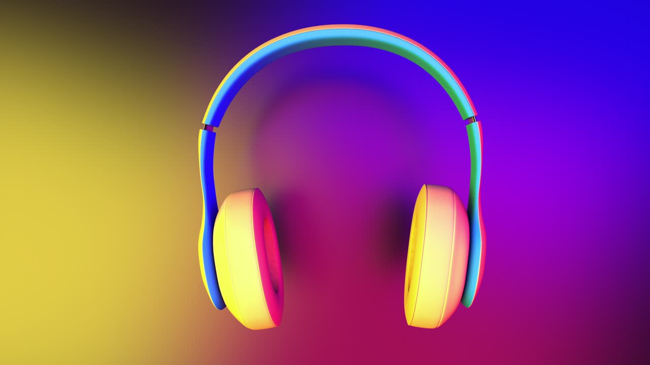 dj auriculares bailando con el ritmo de la música en la animación de bucle de fondo colorido