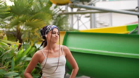 teenage girl at a water park