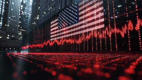 us economy in decline - night view of nyc