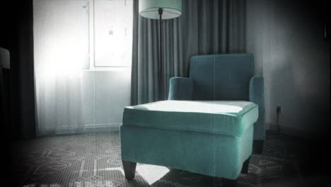 cyan luxury velvet covered armchair vhs vintage tape