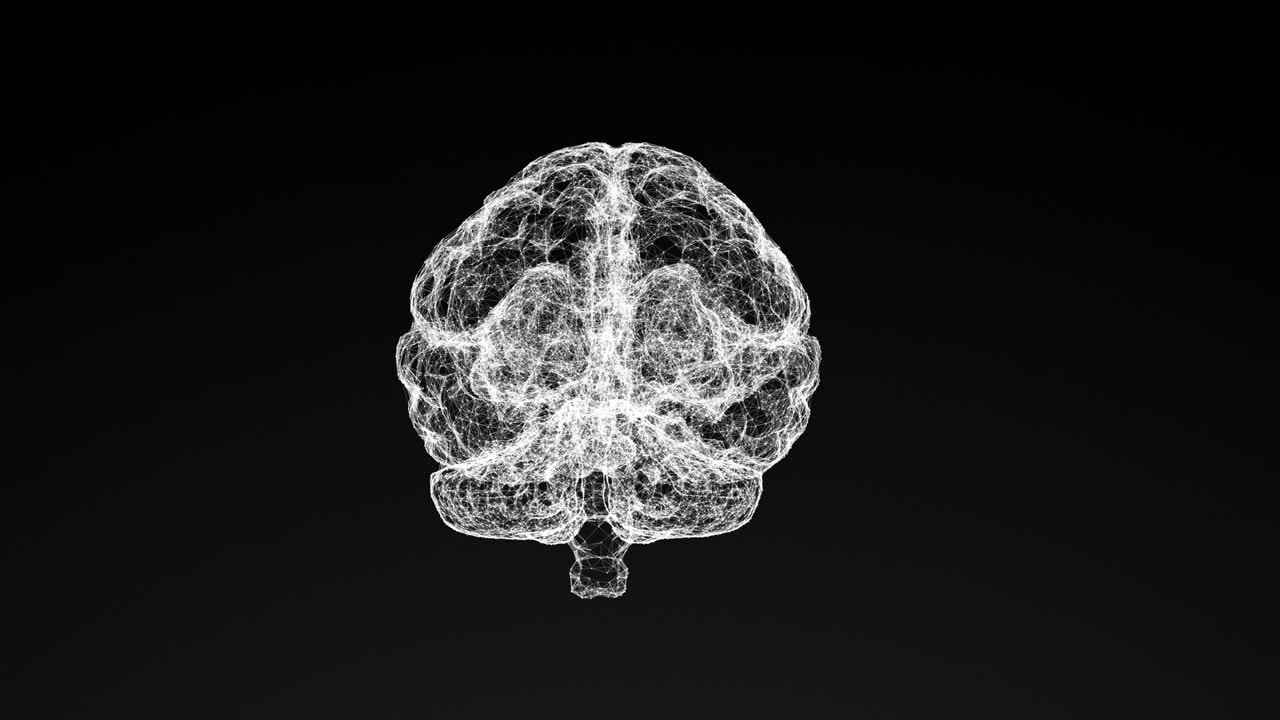 3D model of human brain, abstract geometric composition