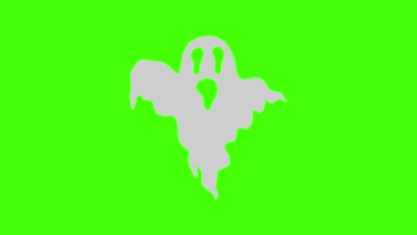 ghost animation, flat design on green screen chroma key, halloween graphic element