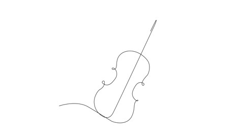 self drawing animation of continuous line drawing of a classic violin.