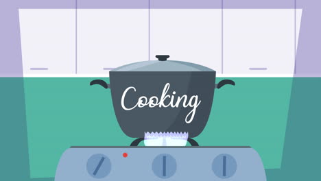 cooking lettering in pot animation