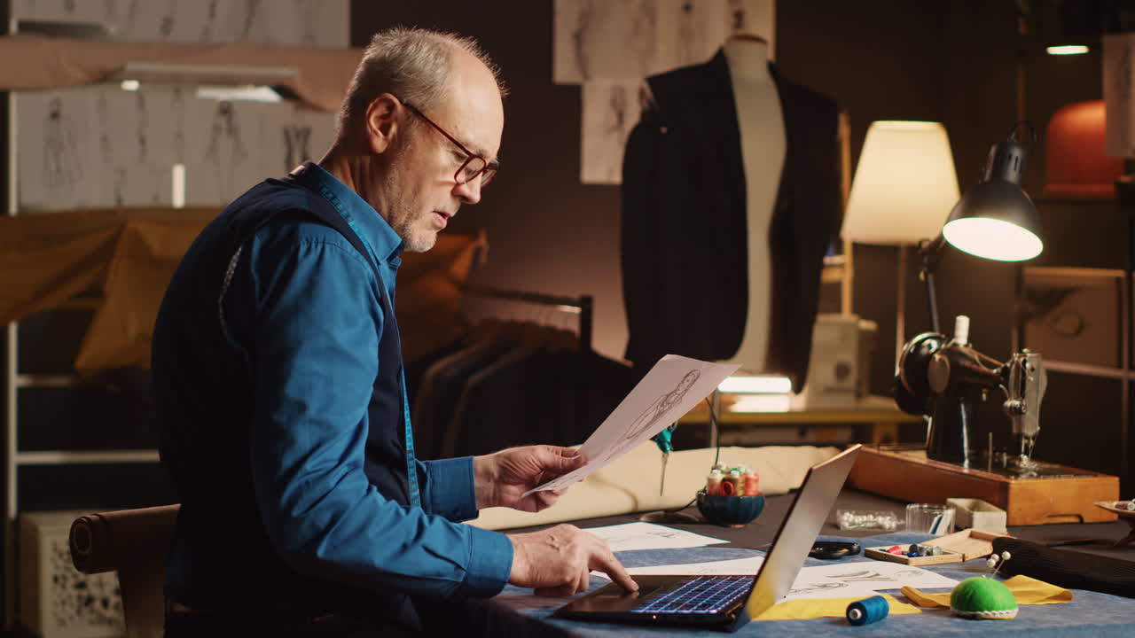 lavoro di couturier senior sulla progettazione di articoli