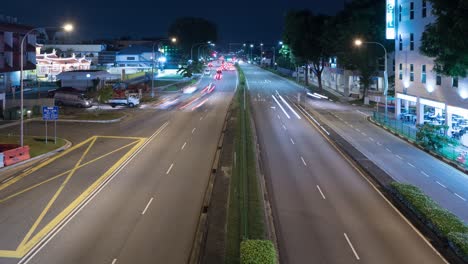 traffic time lapse at night, singapore. 4k