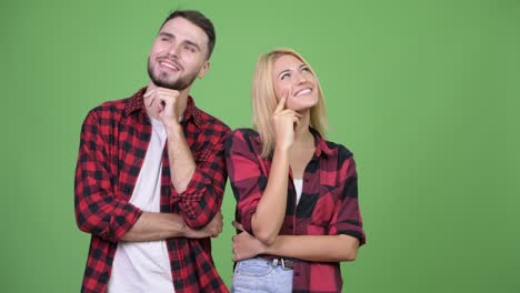young couple thinking together