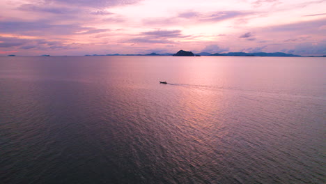 Aerial-shot-of-the-sunset-at-sea