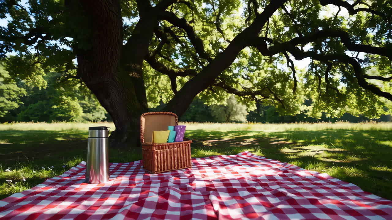 Picnic Under a Big Tree in a Park