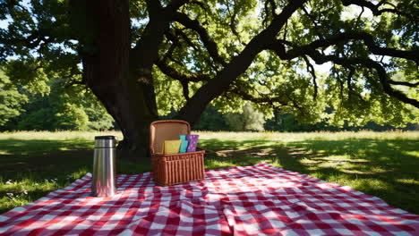 picnic under a big tree in a park