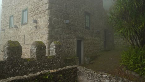 eerie and isolated lonely ancient guard tower in moors castle