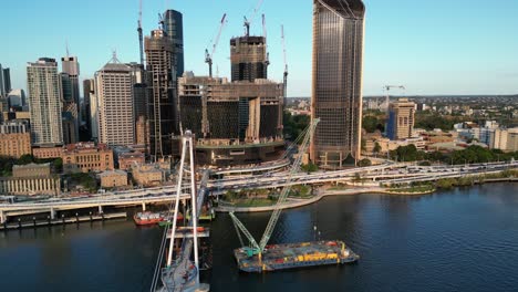 orbiting shot of brisbane's city queens wharf casino development