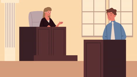 female judge and lawyer justice animation