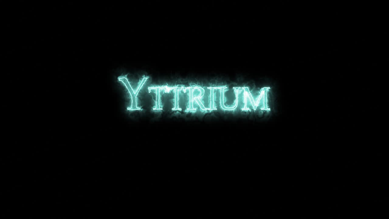 itrio, elemento químico, escrito con fuego. bucle