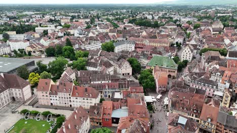 colmar france old town historic centre drone, aerial