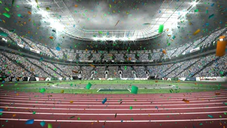 confetti falling on stadium