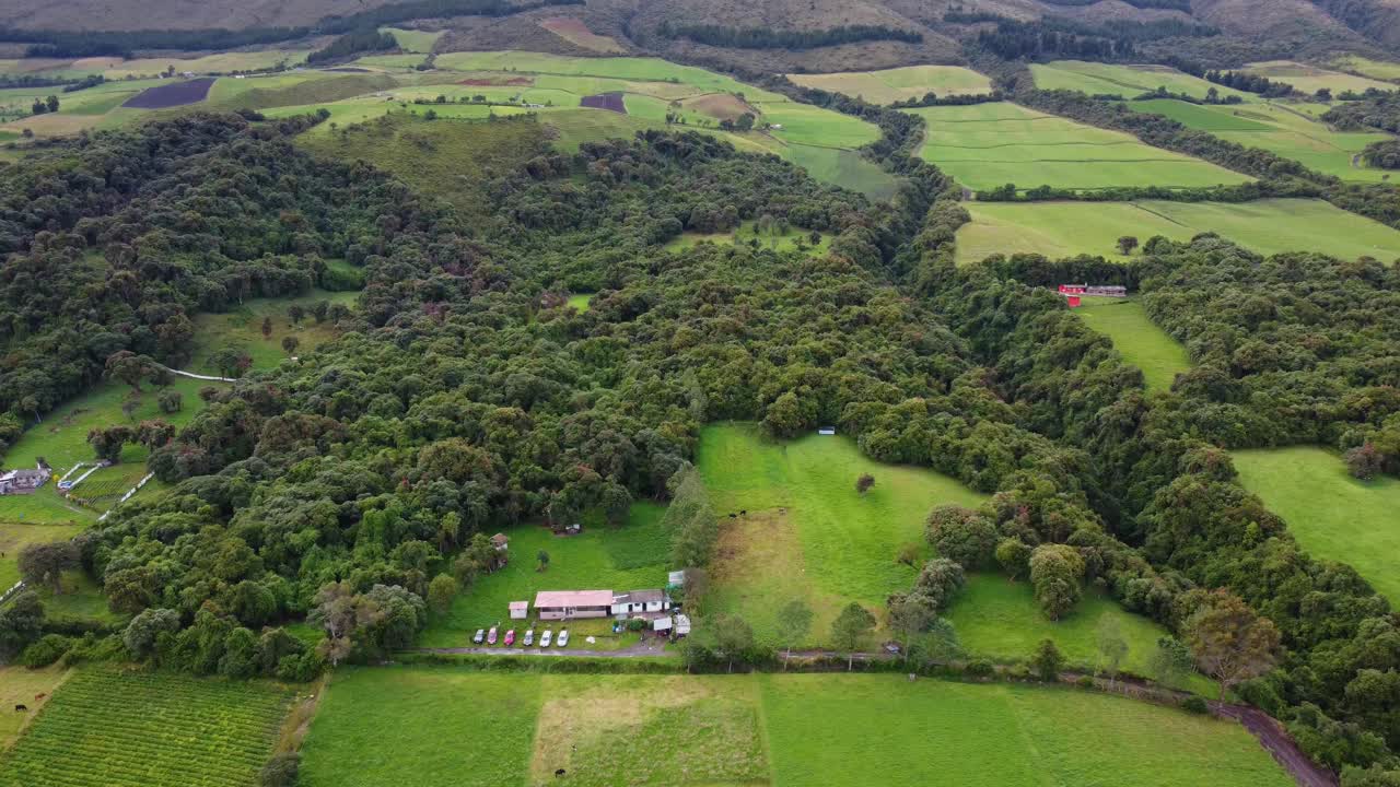 primer plano aéreo del bosque primario de umbrage en la parroquia de el chaupi, cantón de mejía, provincia de pichincha, ecuador