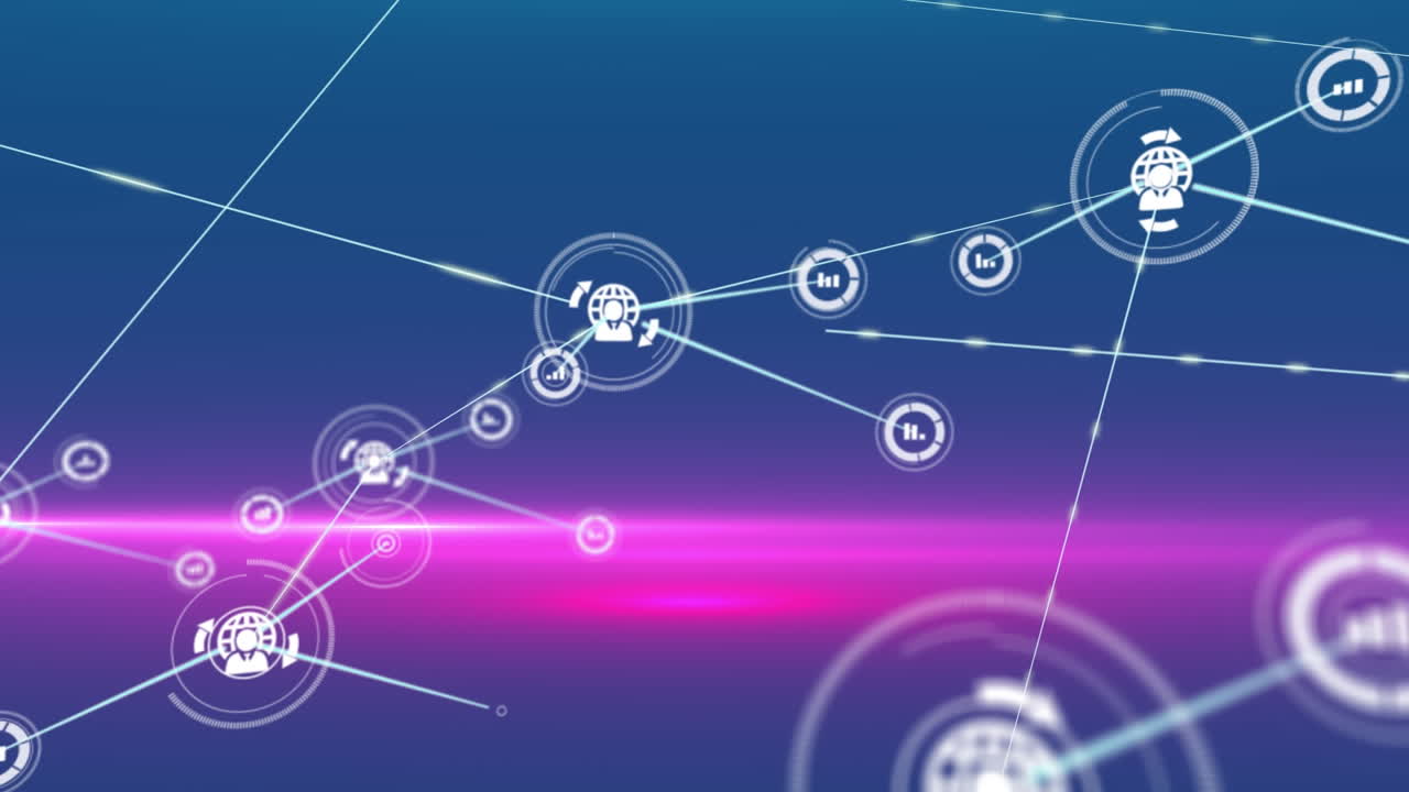 animación de la red de conexiones sobre fondo azul