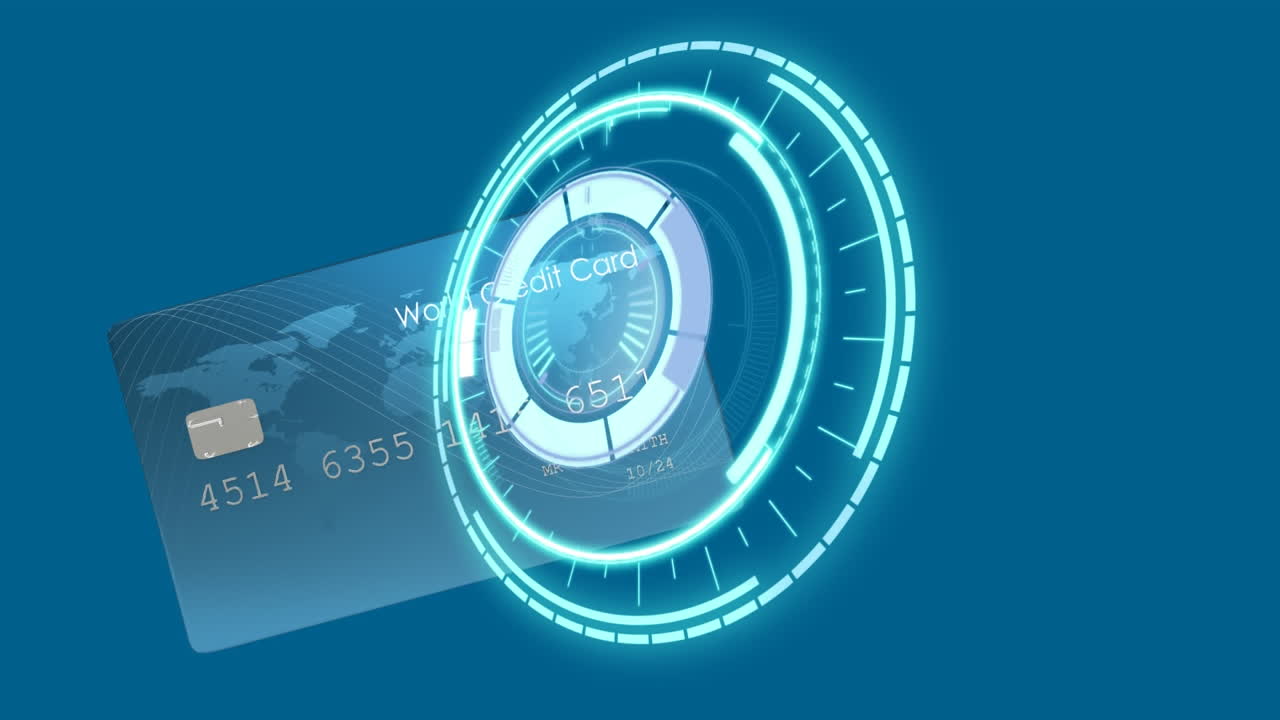 Animation of loading circle over bank card