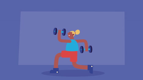 female athlete lifting dumbbell character animation