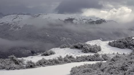 Zoom-in-view-of-Southern-Patagonia-scenic-winter-landscape,-Argentina