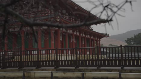 kofukuji temple in the rain, focus pull reveal at temple in nara, japan