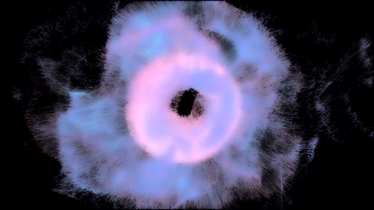 검은색 배경에 고립된 색의 흐름의 움직임. 소용돌이 에너지 흐름.